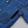 Baby Kid Girl Boy Lapel Collar Button Denim 2 Pcs Sets