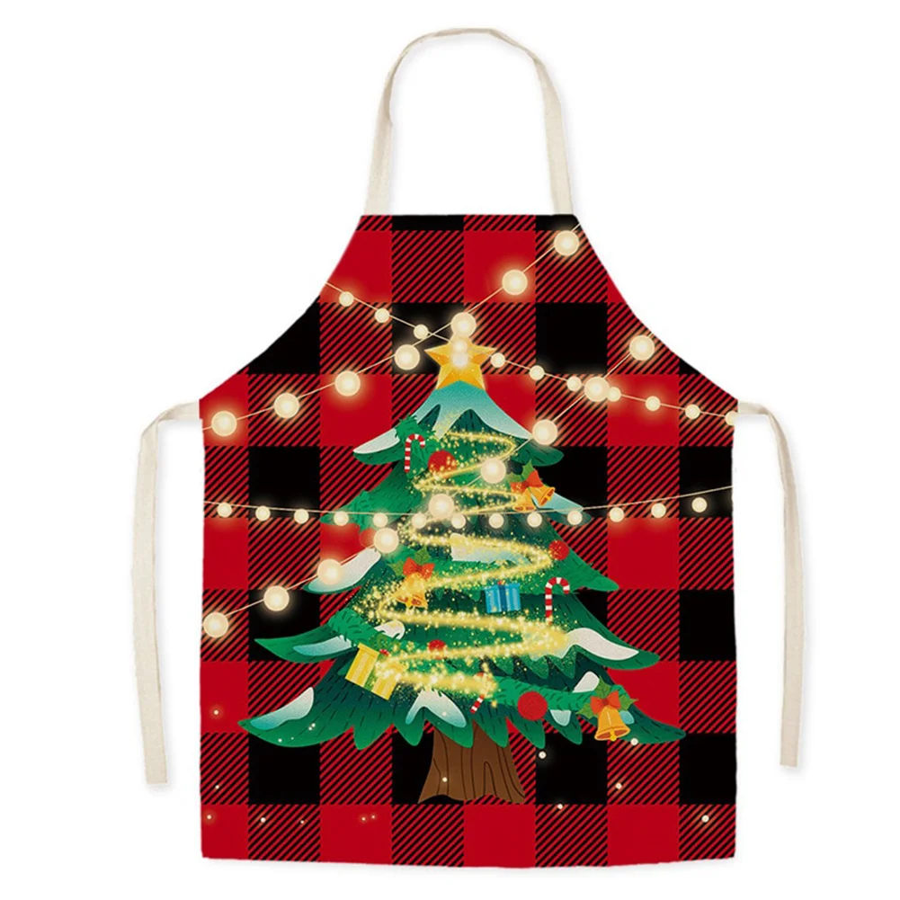 Linen Print Apron - Christmas Tree - 68x55cm