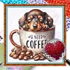 Coffee Dachshund-Partial 11CT Stamped Cross Stitch Bead Embroidery 36*36cm/14.17*14.17in tapestrymarket