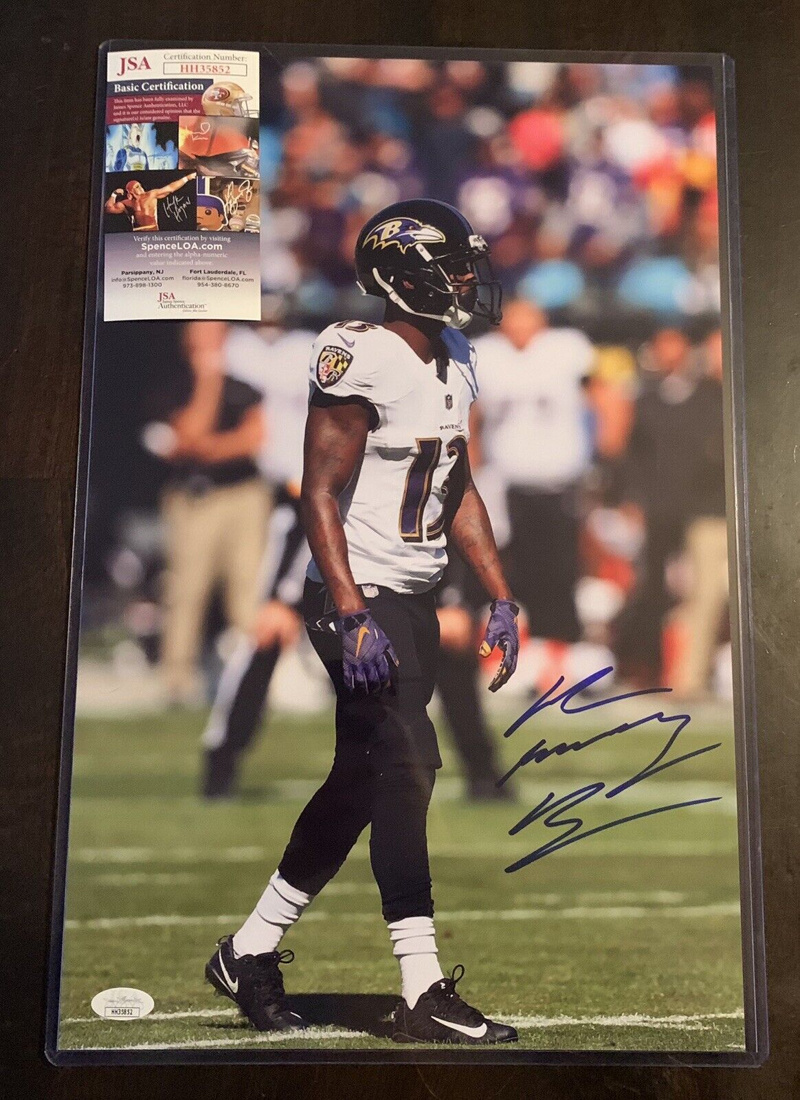 JOHN BROWN 11x17 Signed Photo Poster painting RAVENS FOOTBALL JSA/COA HH35852