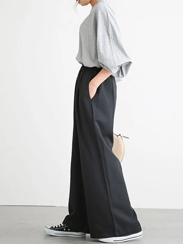 High Waisted Loose Elasticity Printed Split-Joint Pants Trousers