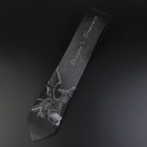 Dragon's Treasure Handmade Black Tie