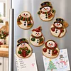 6PCS Cute Snowman DIY Pearl Diamond Painting Christmas Fridge Magnets, Sparkling Rhinestone Refrigerator Magnet Craft Kit for Home Decor & Gifts