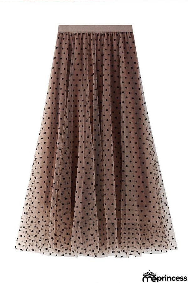 Polka dot high waist gauze skirt princess dress