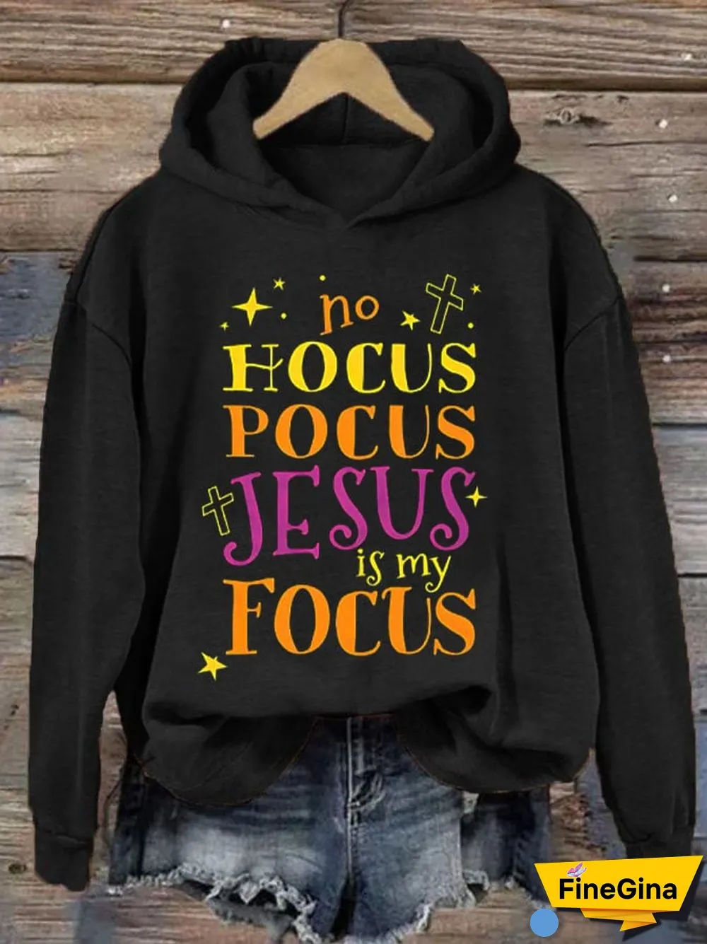 Women's No Hocus Pocus Jesus Is My Focus Halloween Hoodie