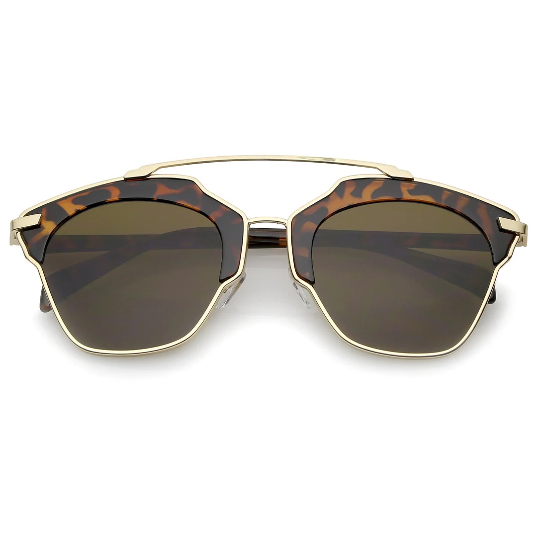 High Fashion Two-Toned Pantos Crossbar Neutral-Colored Lens Aviator glasses 52mm