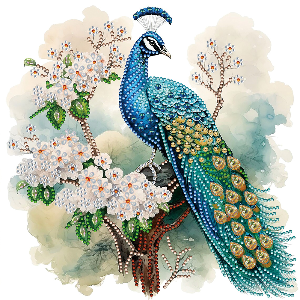 Flower Tree Peacock 30*30cm(canvas) special shaped drill diamond painting