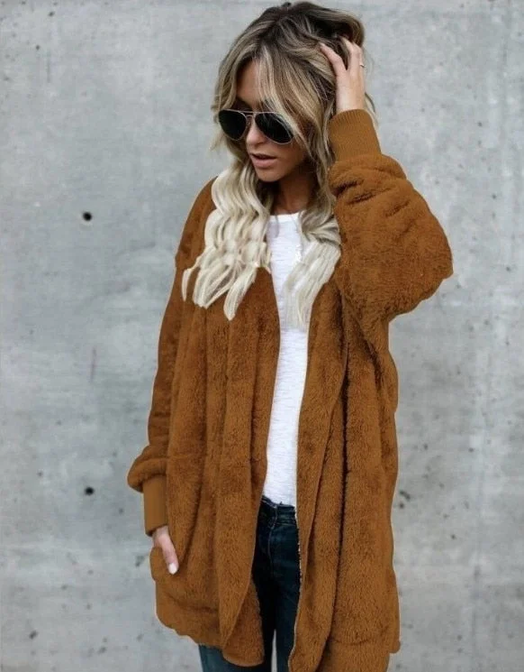 2021 plush warm top mid-length double-sided anti-fur coat oversized sweatshirt