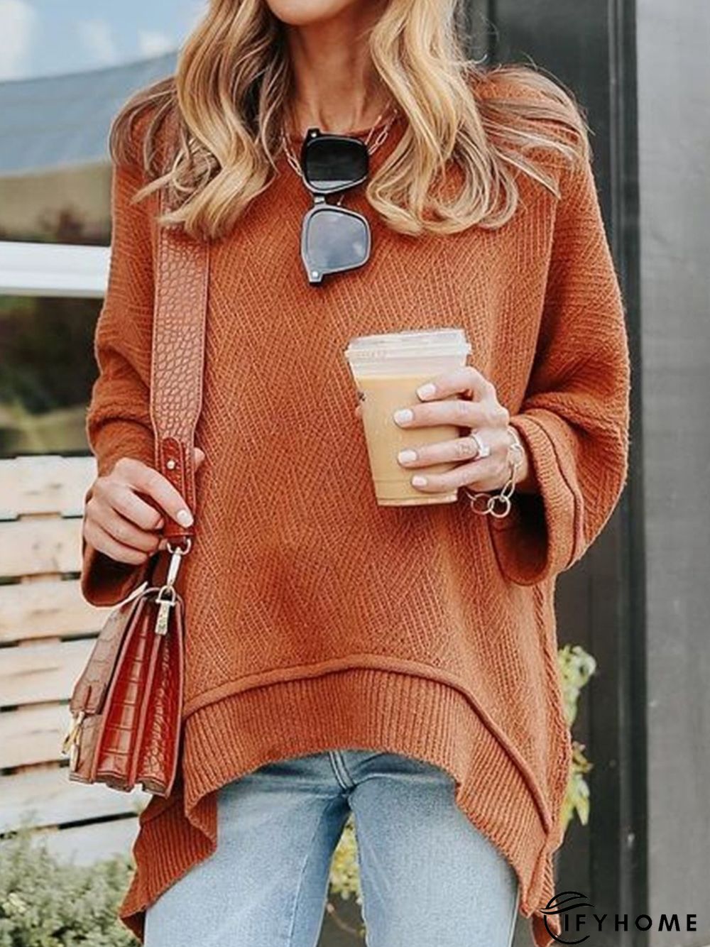 Casual Plain Knitting Sweater | IFYHOME