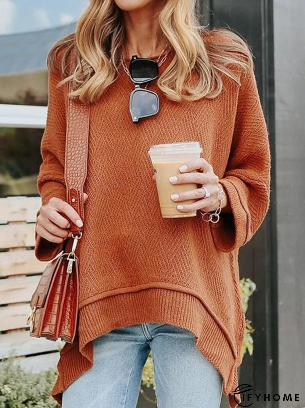 Casual Plain Knitting Sweater | IFYHOME