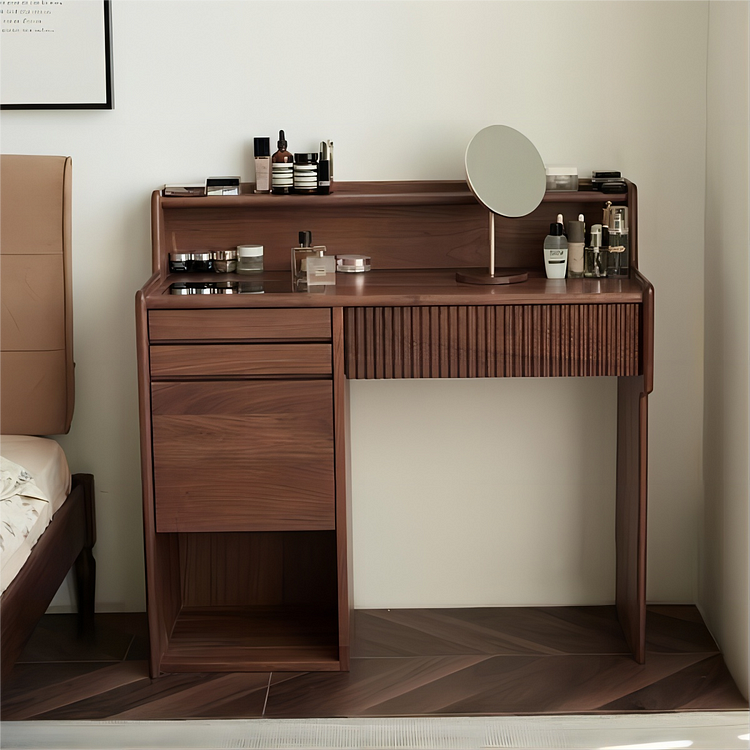 All Solid Wood Bedroom Makeup Dresser With Tabletop Storage Space