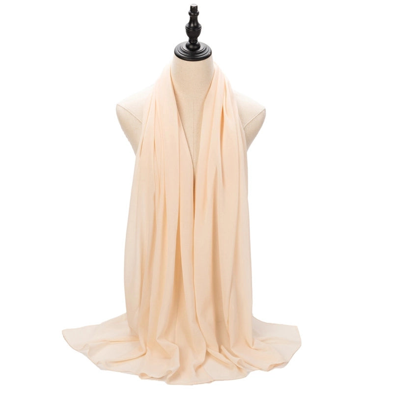 Hot Pearl Chiffon Yarn Muslim Women Hijab Silk Scarf Hui Turban Plain Long Scarf