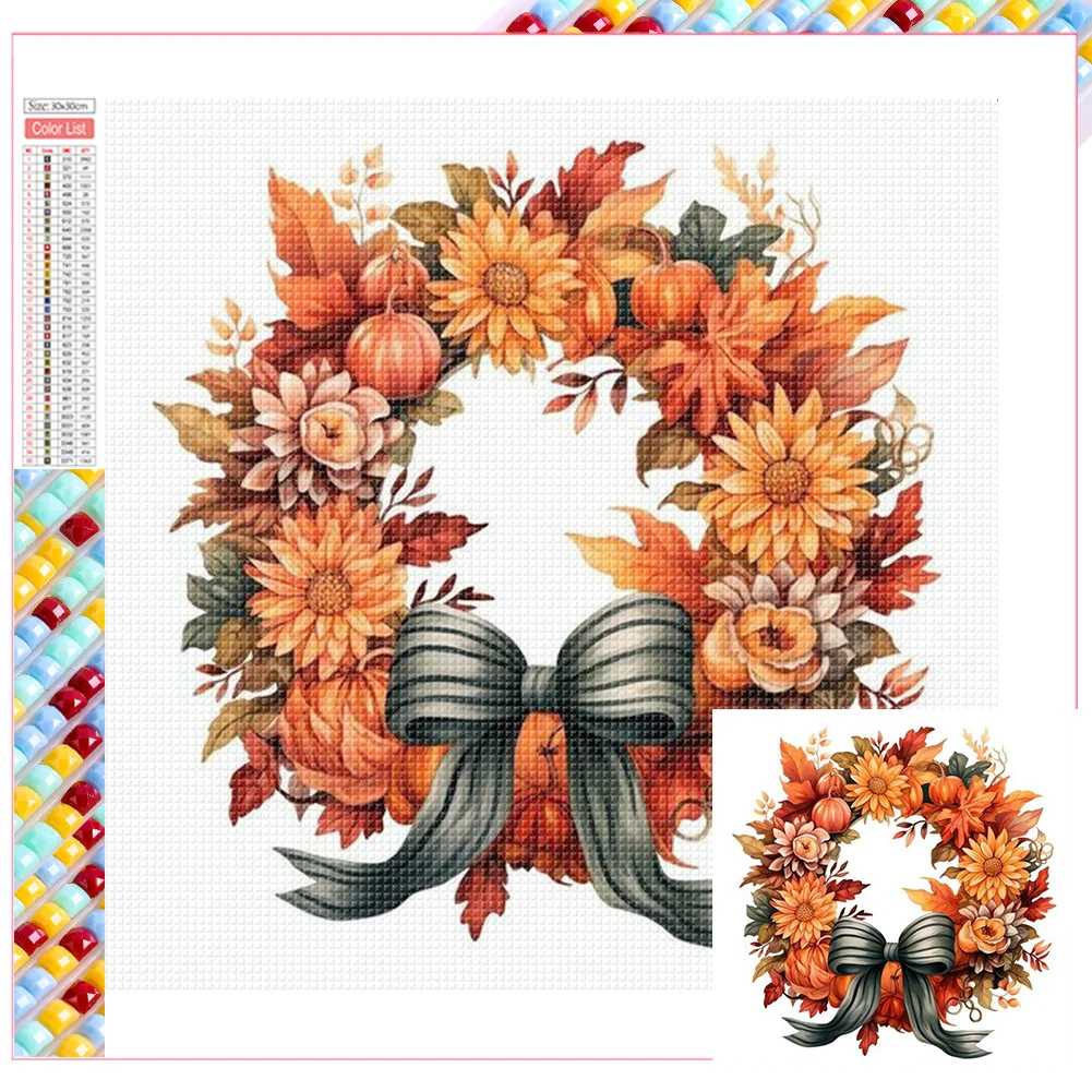 Full Square Diamond Painting - Wreath(Canvas|35*35cm)