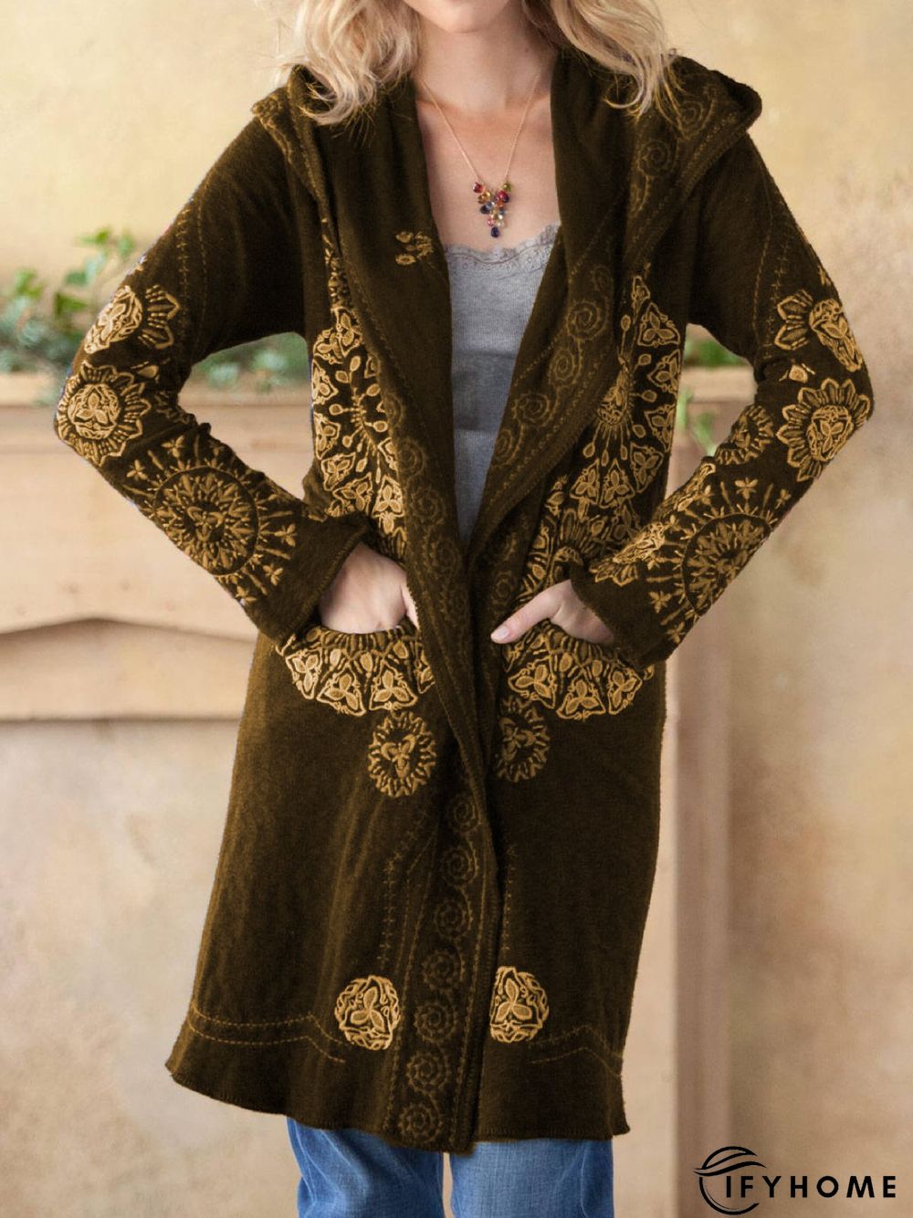 Black Cotton-Blend Casual Cardigan | IFYHOME