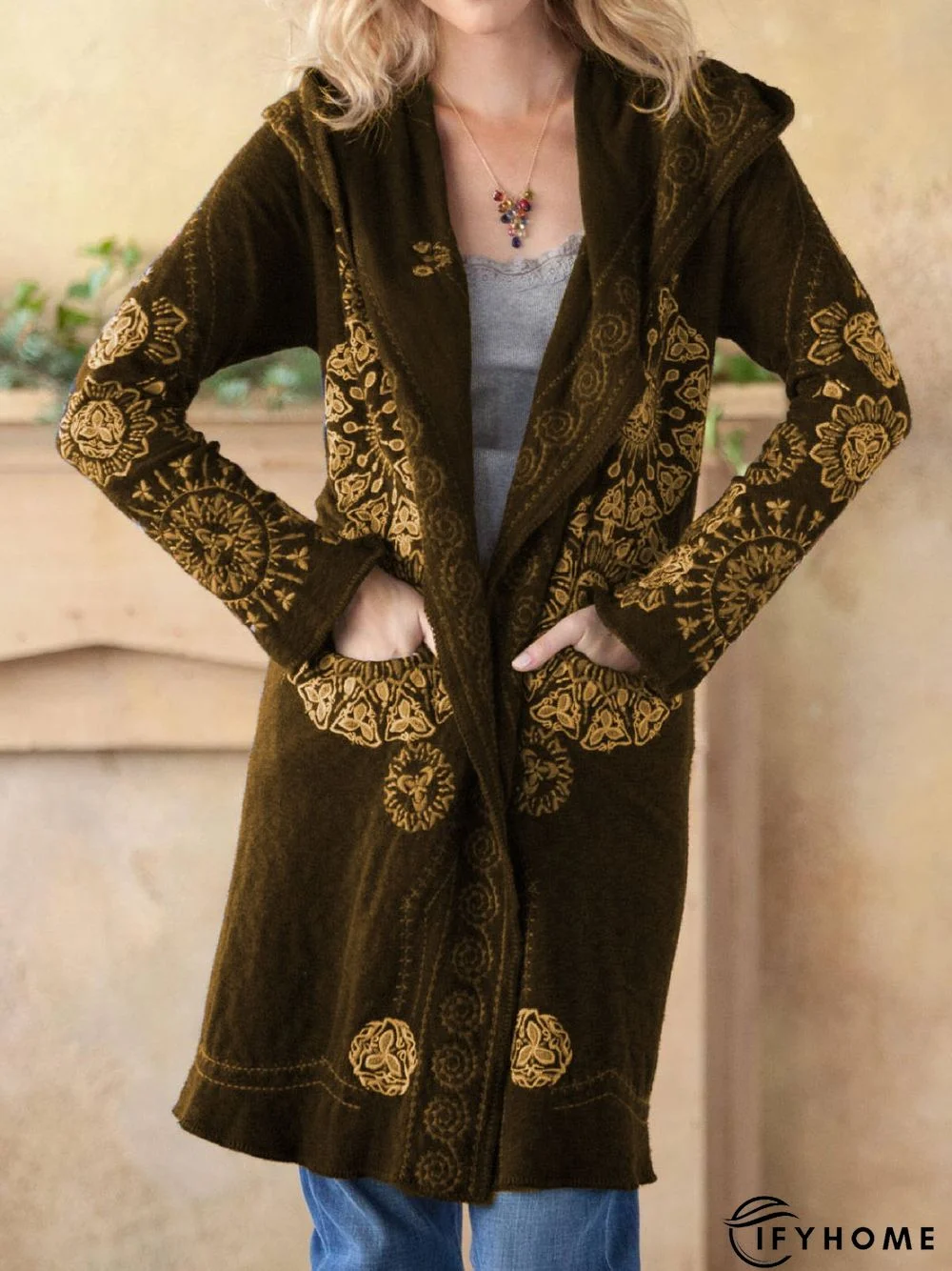 Black Cotton-Blend Casual Cardigan | IFYHOME