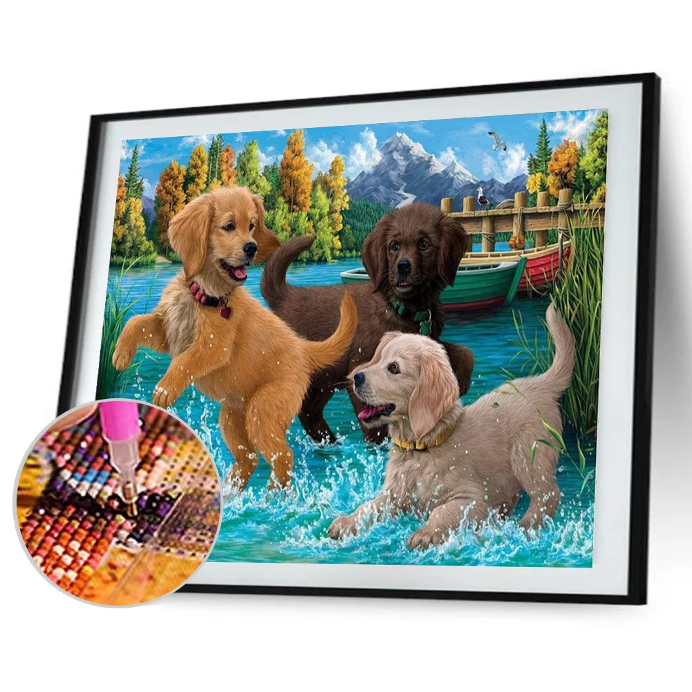 Diamond Painting - Full Round Drill - Puppy(40*30cm)