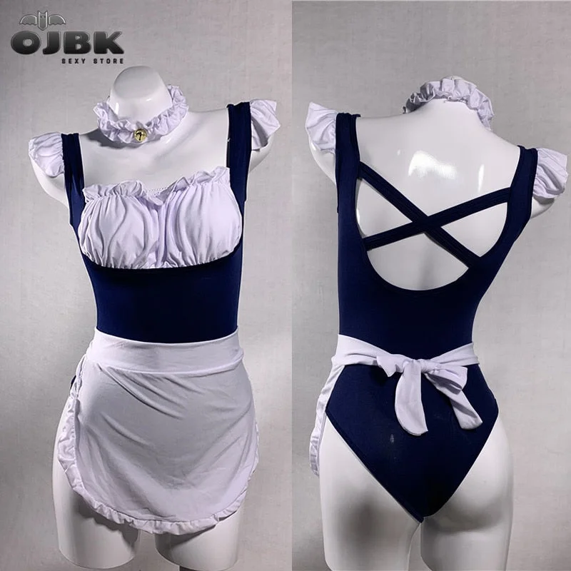 3pcs/set Hot Sale Cosplay Sexy Costumes Perspective Japanese Lingerie Maid Classical Erotic Lace Outfit SM Porno Suit Women