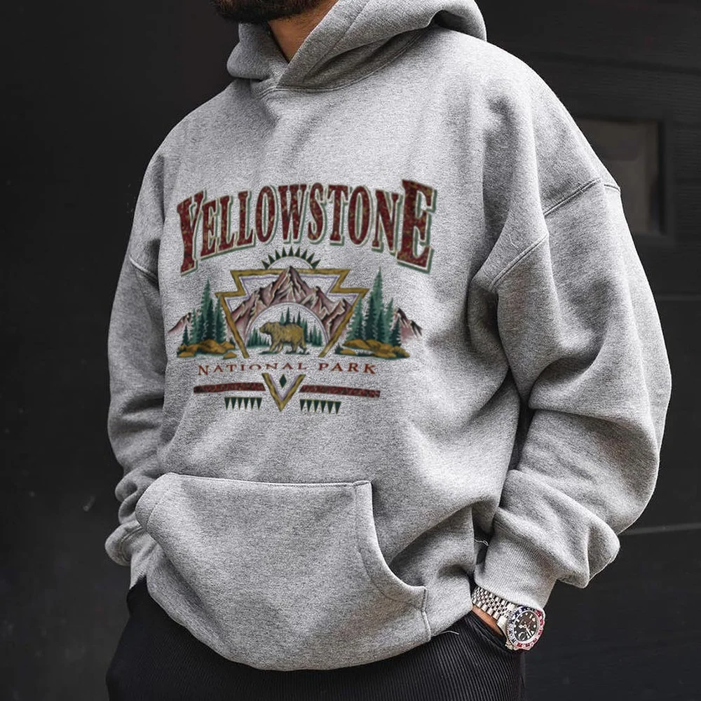 Yellowstone Print Men's Vintage Sweatshirt-barclient