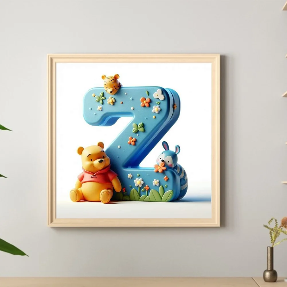 Full Round Diamond Painting 30*30cm - Winnie The Pooh'S 26 Letters Z