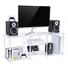 [US Local Warehouse] 55 Inch Acrylic TV Stand for TVs Up To 60 Inch TV Media Console Table with Open Storage Shelves Entertainment Center for Living Room Bedroom Gaming Room