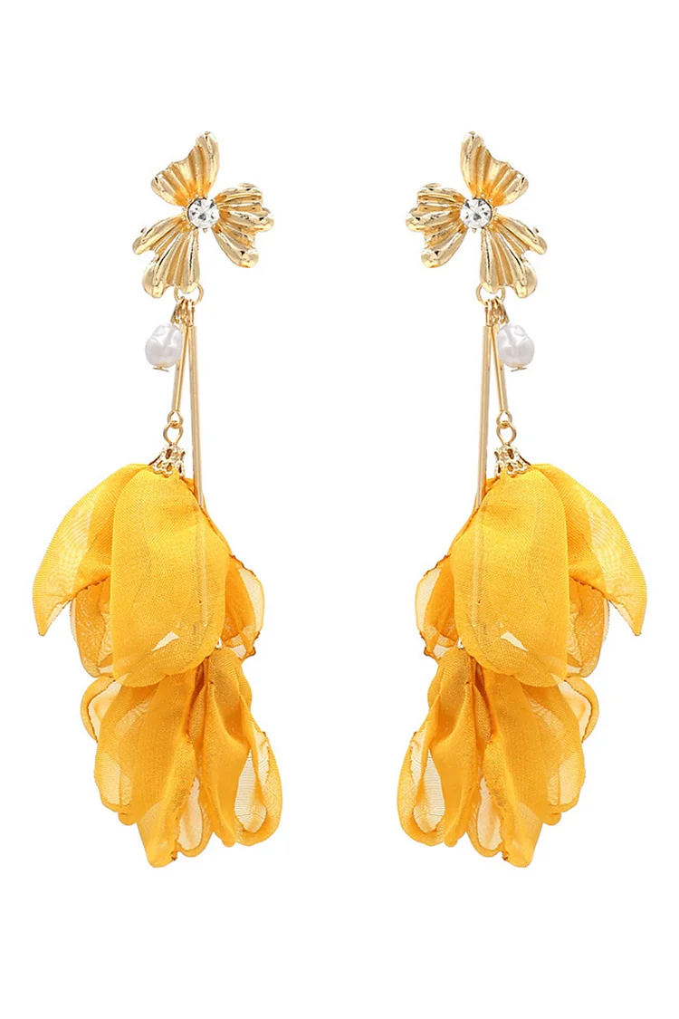 Party Fashion Flower Pearl Inlay Lace Rhinestones Dangle Earrings 2024 - Xpluswear