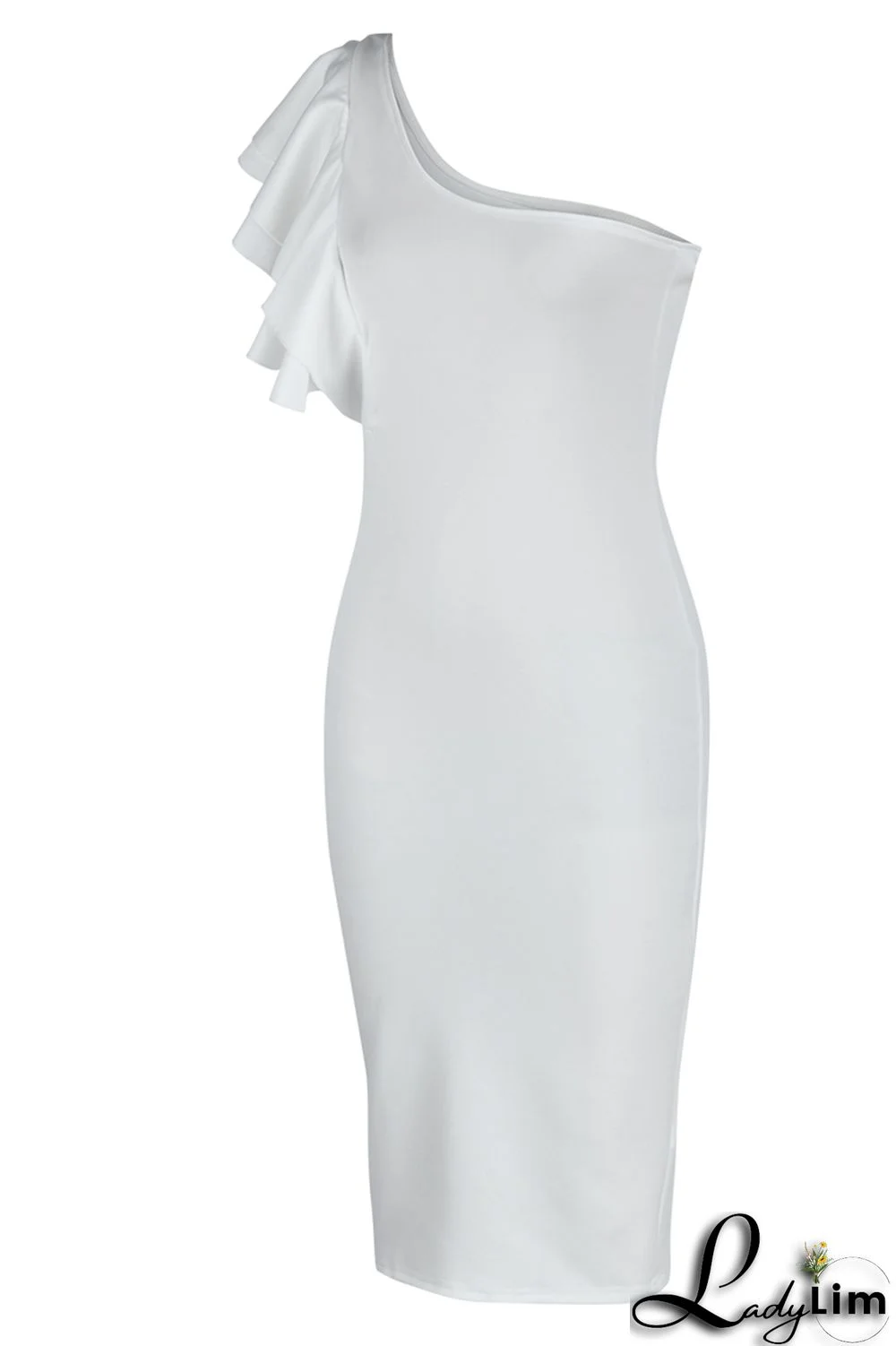 Yellow Fashion Sexy Solid Patchwork Backless One Shoulder Evening Dress