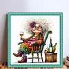 Lady Drinking Red Wine-11CT Stamped Cross Stitch 40*40cm/15.75*15.75in tapestrymarket