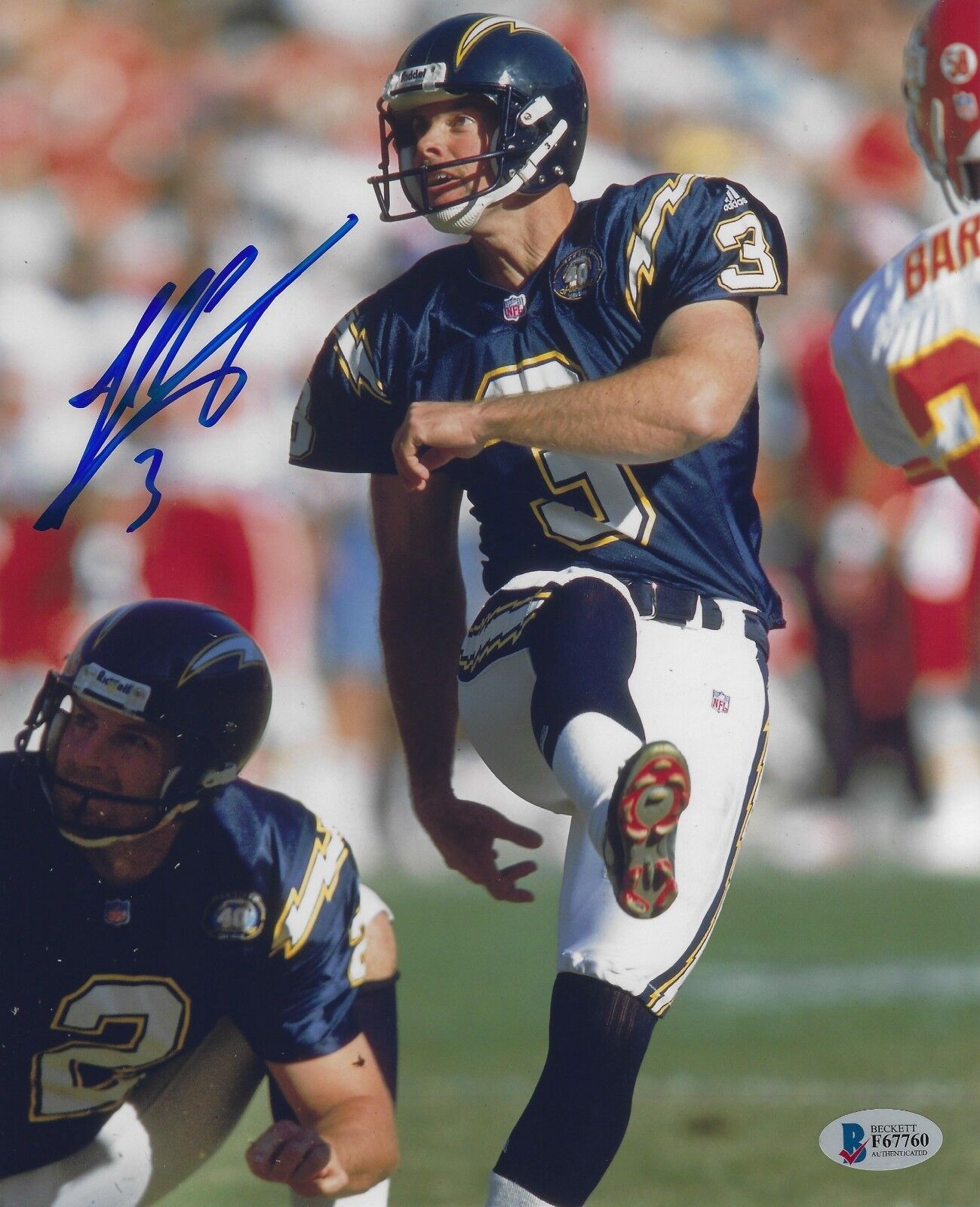 John Carney Signed Chargers Football 8x10 Photo Poster painting BAS Beckett COA Picture Auto'd 1