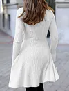 High-Neck Long Sleeve Sexy Slim Asymmetric Mini Dress