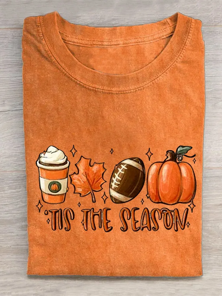 Football The Season Pumpkin Maple Leaf  T-shirt