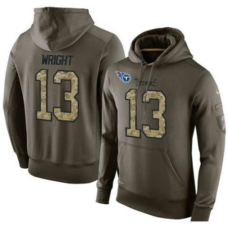 NFL Men's  Tennessee Titans #13 Kendall Wright Stitched Green Olive Salute To Service KO Performance Hoodie