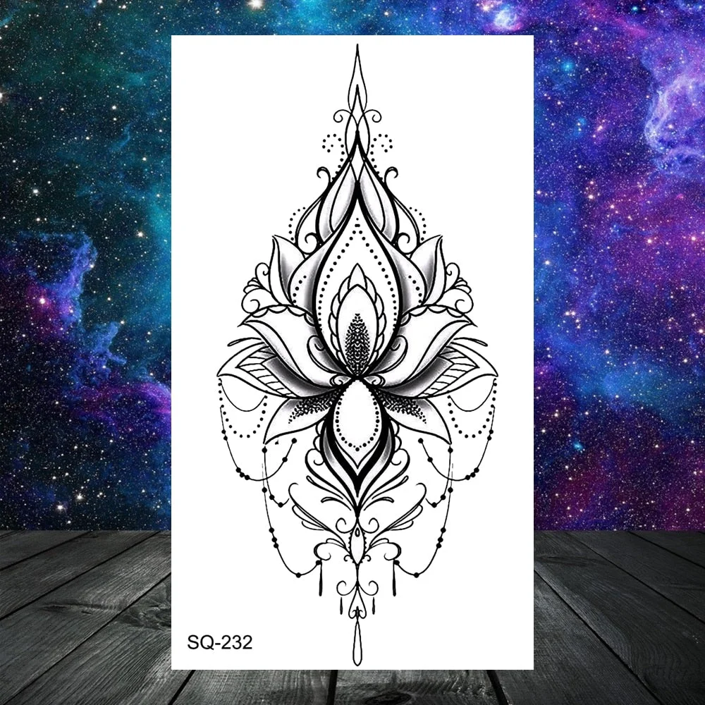 3D Geometry Mountain Sea Temporary Tattoos For Women Adult Men Kids Girl Sun Forest Eyes Fake Tattoo Neck Arm Hands Small Tatoos