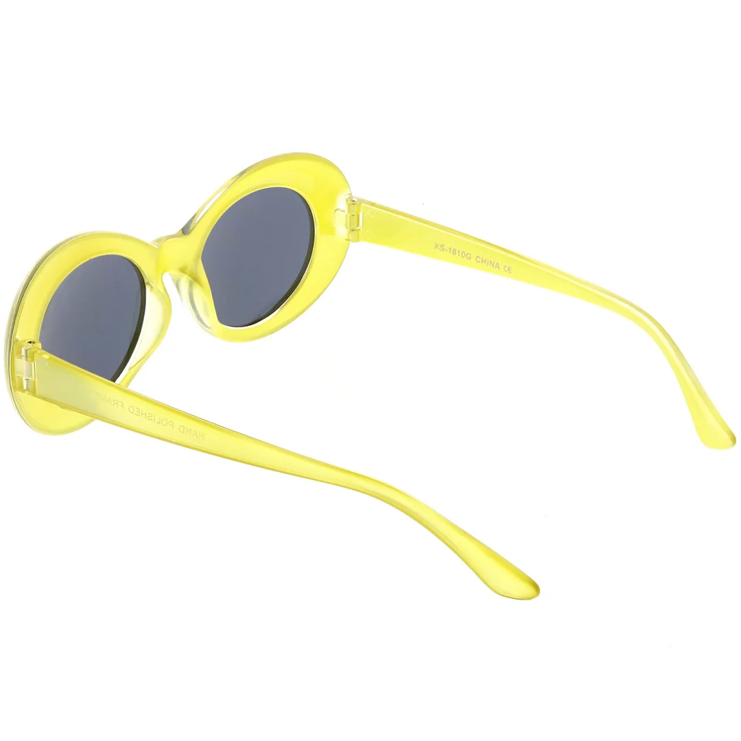 Retro Frosted Oval Sunglasse Tapered Arms Neutral Colored Lens 50mm