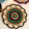 (US Only)Crochet Mandala Coaster Handmade DIY Material Package with Crochet Hook(2)
