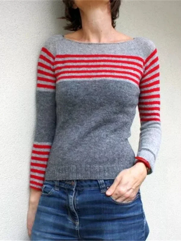 Women plus size clothing Women Long Sleeve Scoop Neck Graphic Sweaters Tops-Nordswear