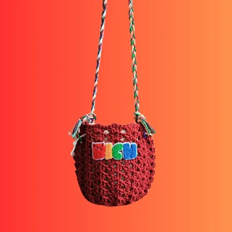 Lulusnow Handmade Red NICE Minimalist Lifestyle Crochet Crossbody Bag