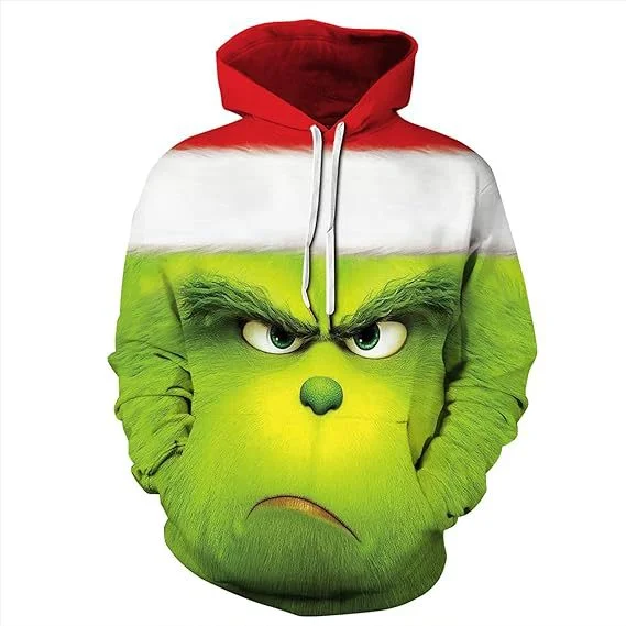 Christmas Green Fur Monster Grinch 3D Digital Printed Hoodie