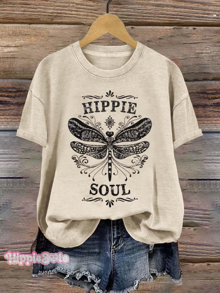 Hippie Soul Art Print T-Shirt Sand / S