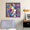 Fille Et Petit Chat Blanc-AB Rond Drill Diamond Painting-45*45CM