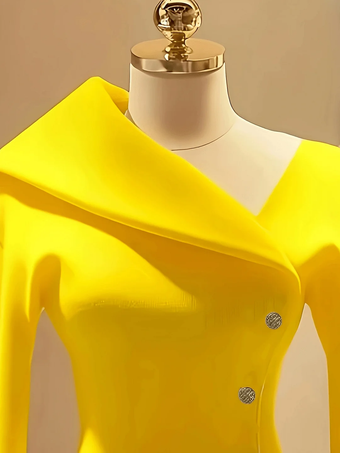 Nigikala Nigikala Big Collar Elegant Knitted Jersey Solid Color Front Row Fake Button