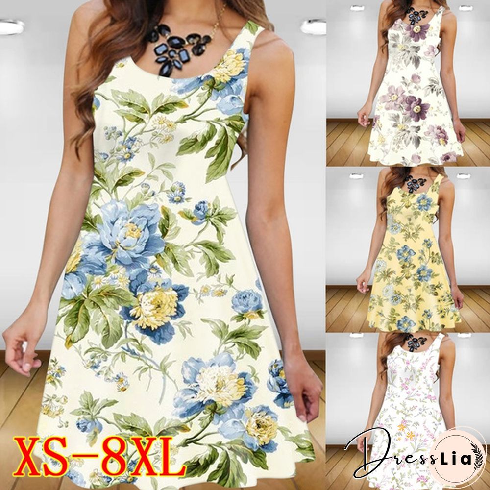 Summer Dress Sleeveless Women Printing Dresses Casual Dress