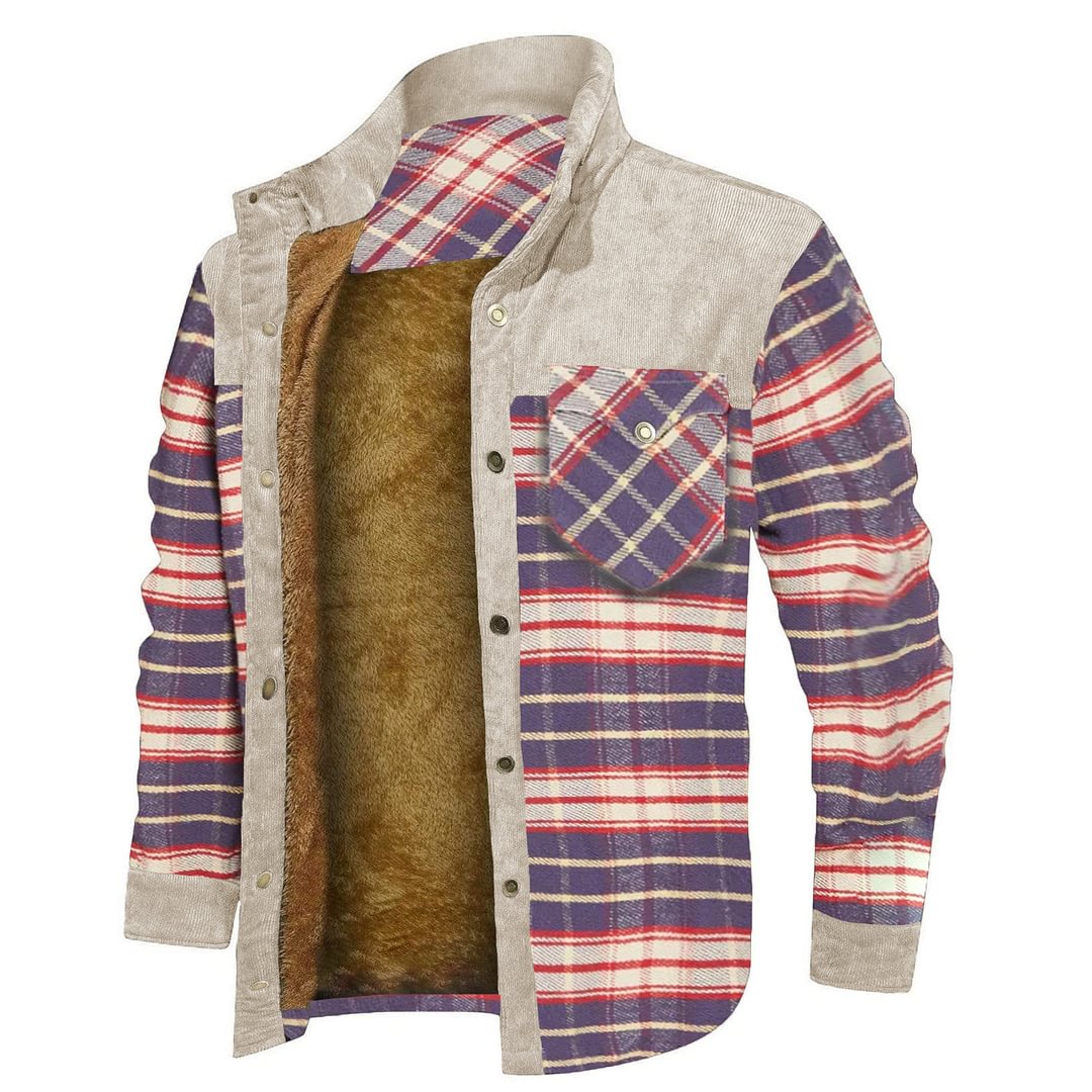 Men's Outdoor Retro Classic Plaid Stitching Warm Wanderer Jacket-Compassnice®