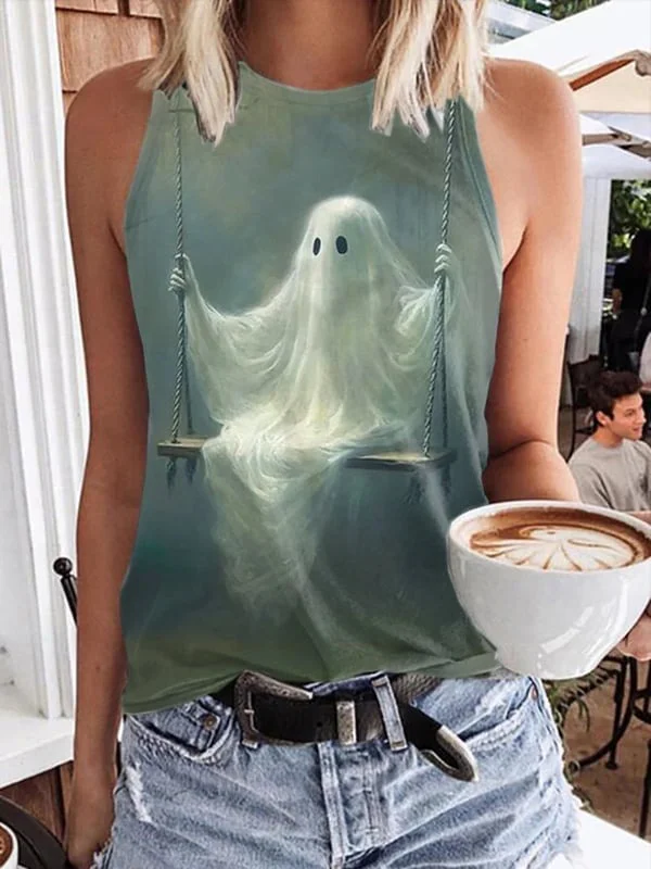 Halloween Ghost Ladies Print Tank Top