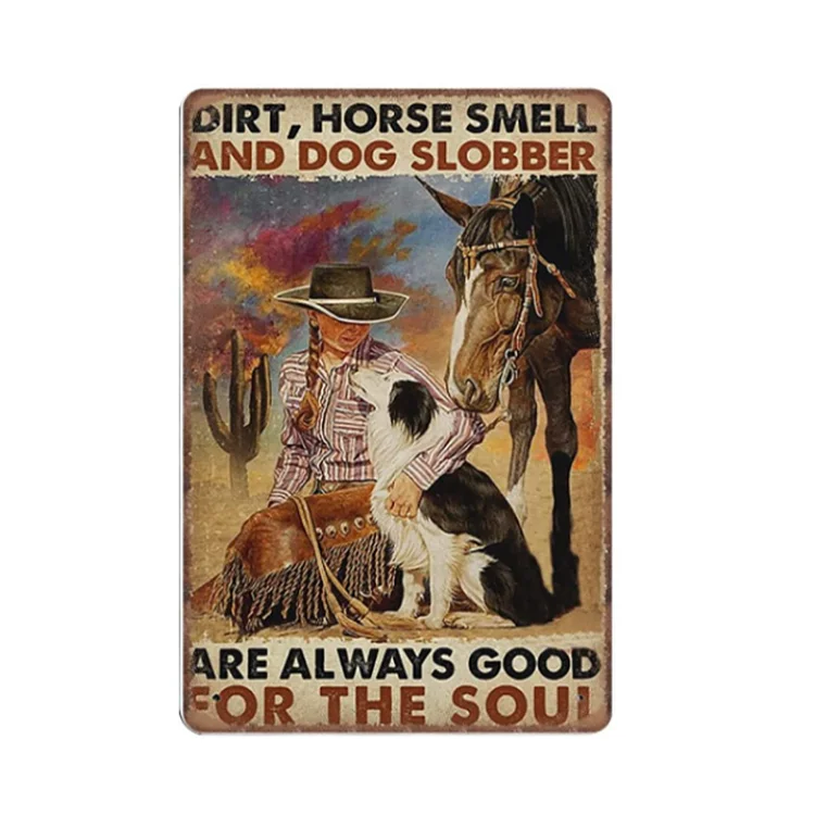 Cowboy - enseigne vintage en étain - 7.9x11.8 & 11.8x15.7inch