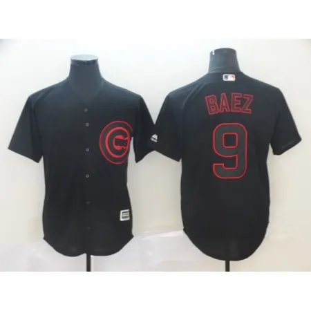 Men's Chicago Cubs #9 Javier Baez Black Lights Out Stitched MLB Jersey
