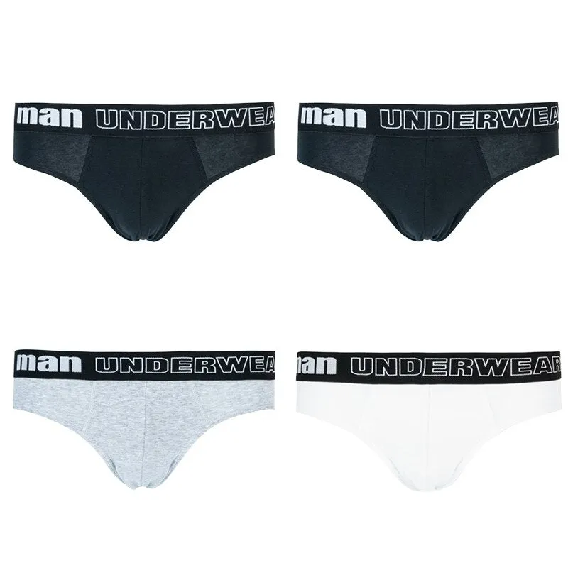 4pcs/Lot Men's Underwear Male Solid Briefs Underpants Comfortable Cotton Panties Mens Bikini Pant Men Sexy Letter Briefs