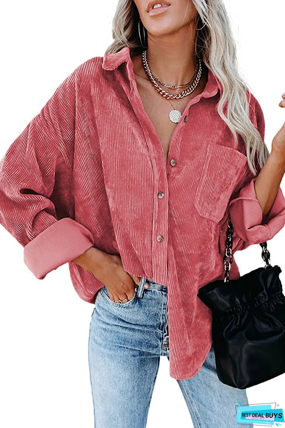 Corduroy Shacket Shirt Jacket Women