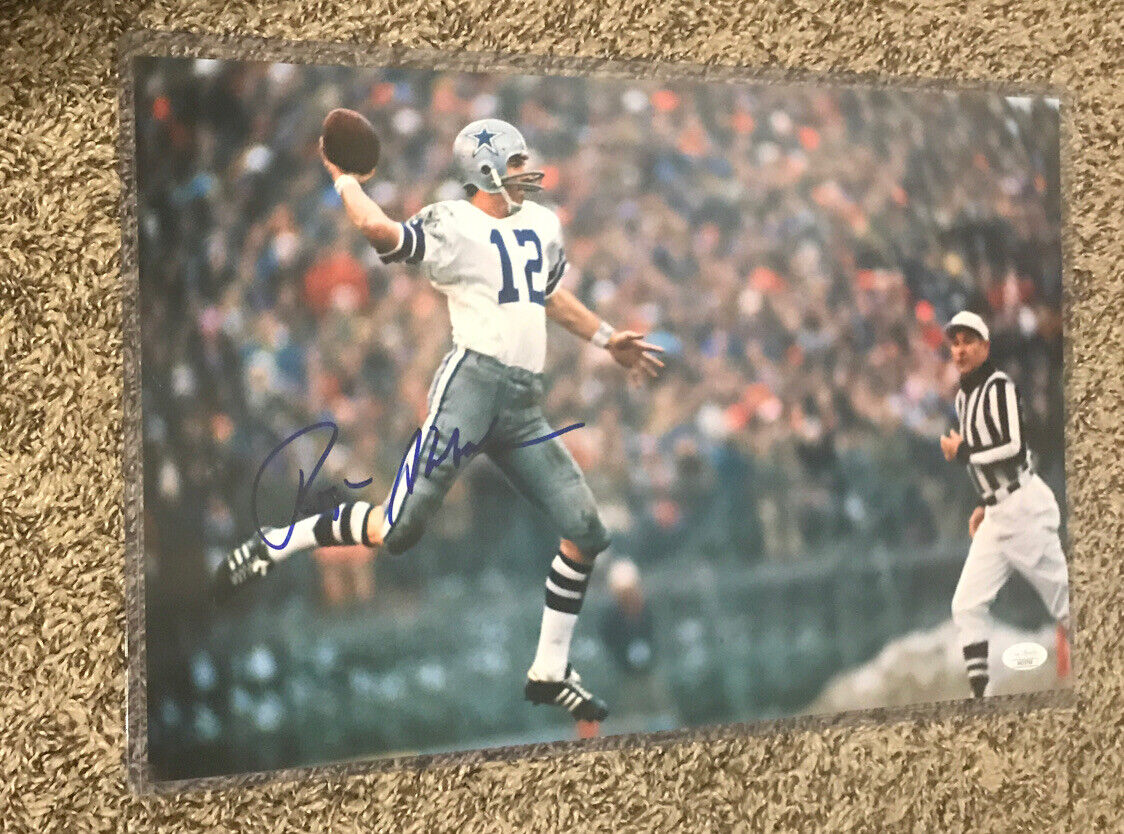 ROGER STAUBACH SIGNED 11x17 Photo Poster painting WITH JSA COA - DALLAS COWBOYS