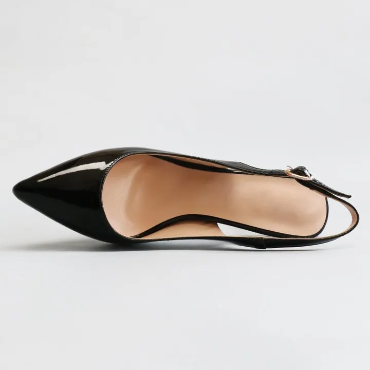 90mm Women's Pointed Toe Slingback Heels Pumps Comfortable Daily Red Bottoms Shoes-vocosishoes