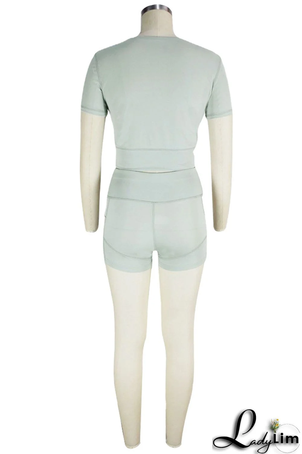 Black Fashion Casual Solid Basic O Neck Short Sleeve Two Pieces